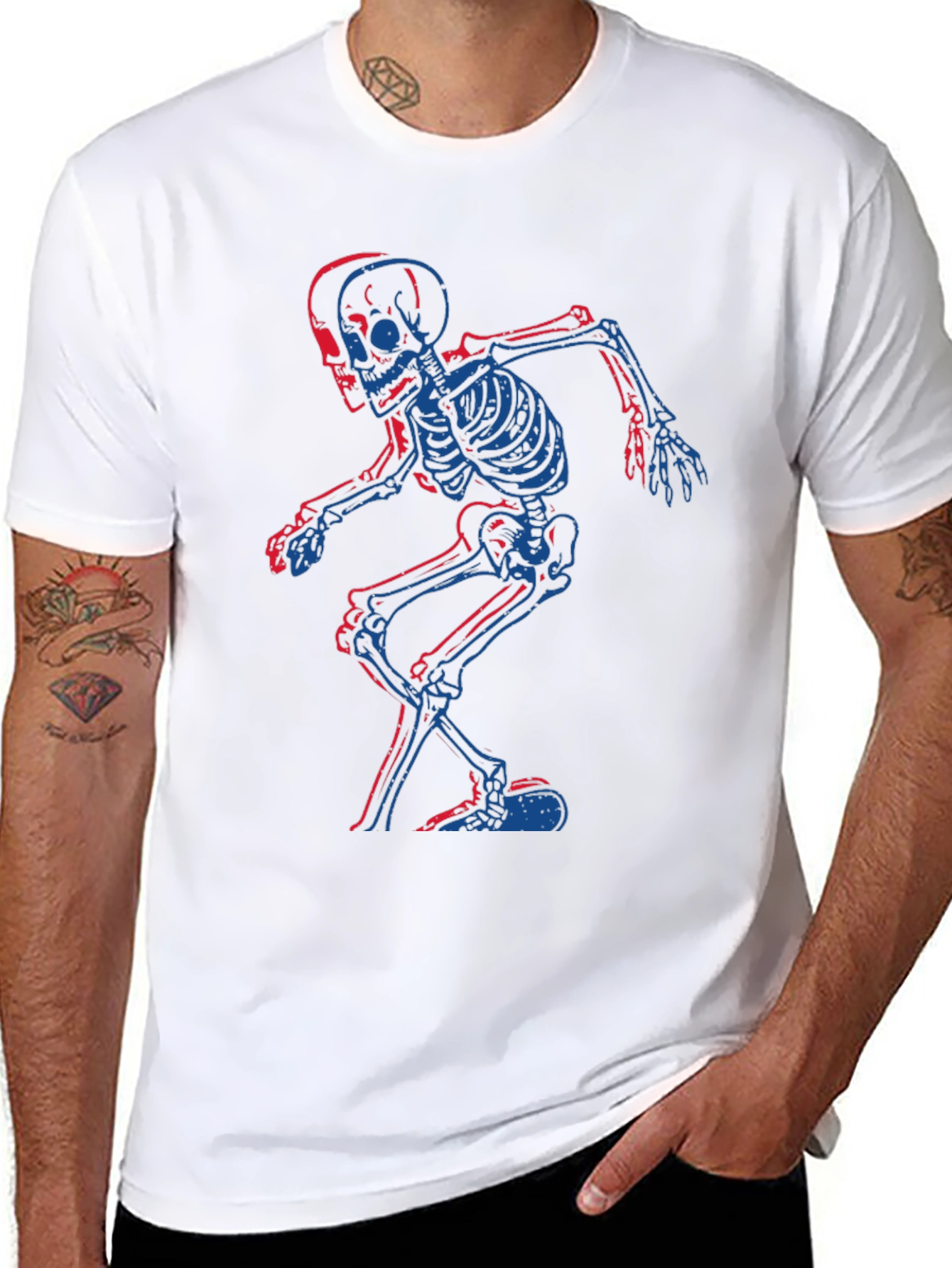 Skeleton Graphic Tee - Black Cotton T-Shirt