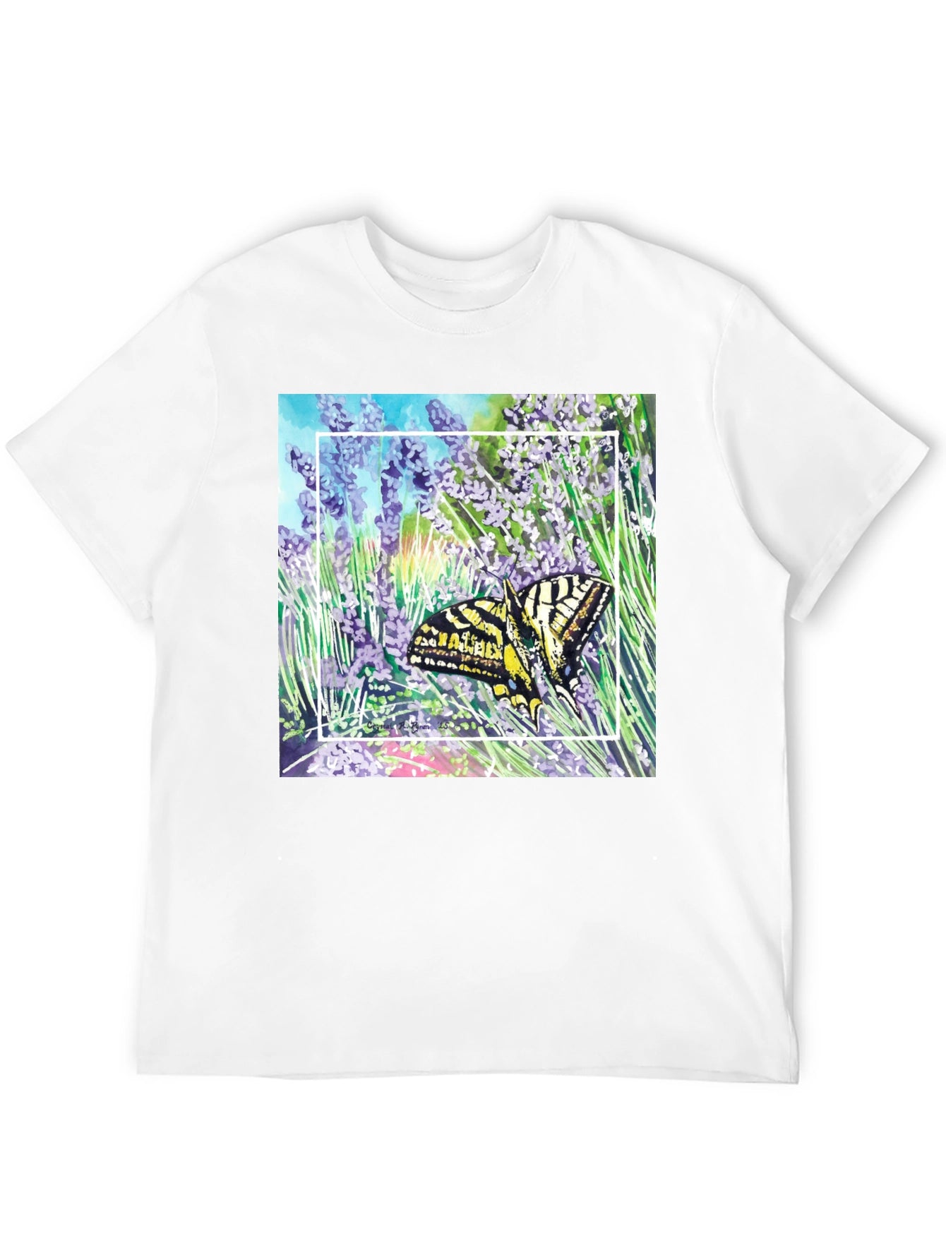 Butterfly & Lavender Graphic Tee - Nature Lovers Shirt