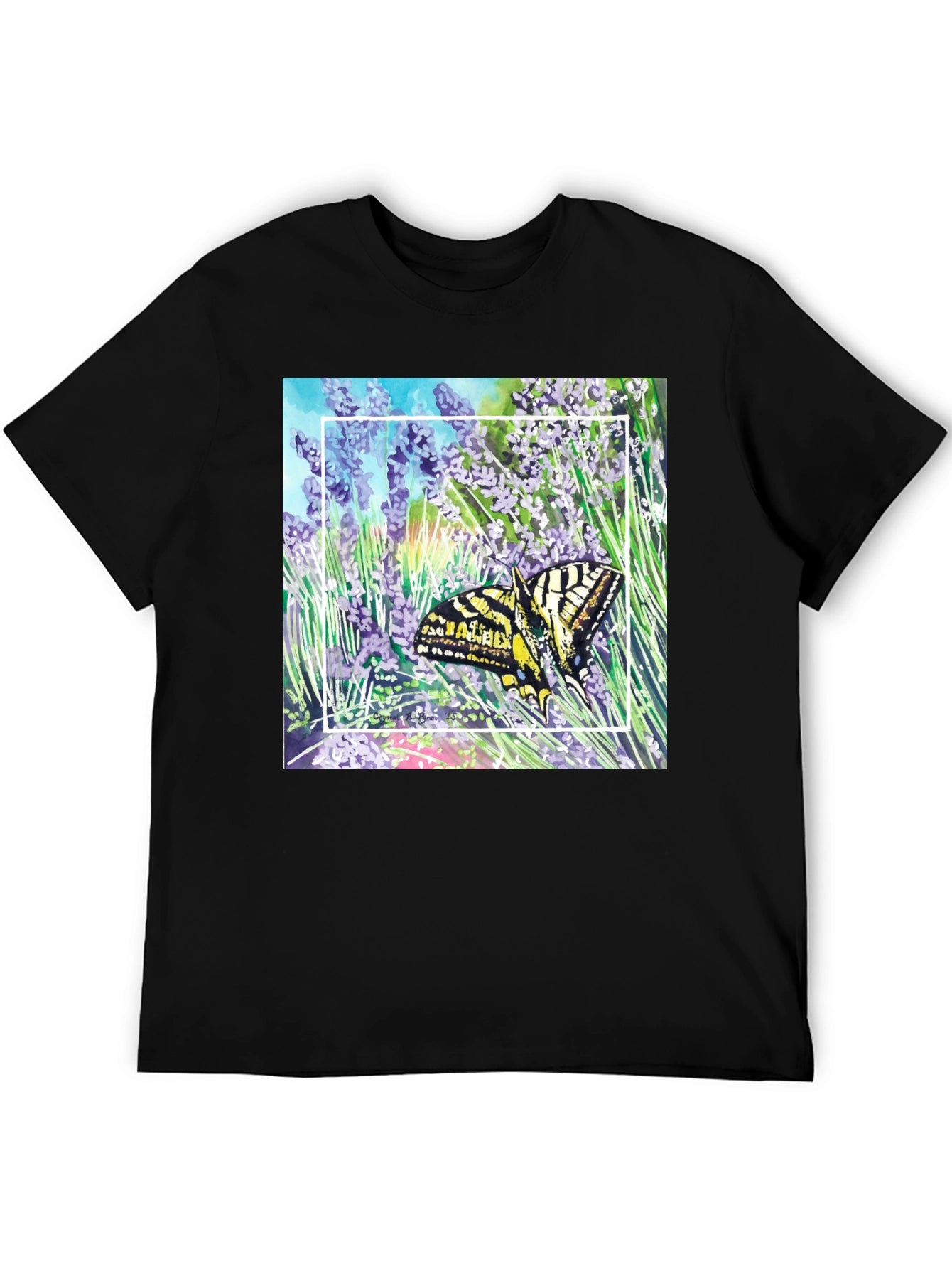 Butterfly & Lavender Graphic Tee - Nature Lovers Shirt