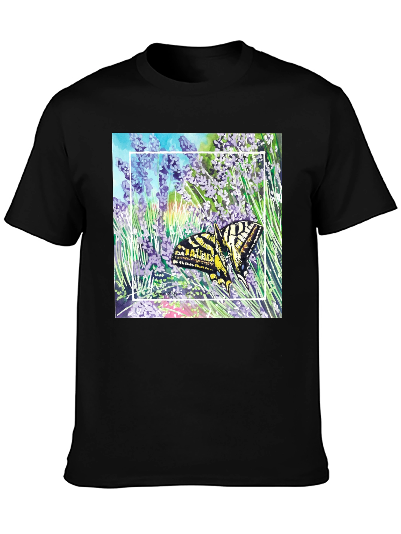 Butterfly & Lavender Graphic Tee - Nature Lovers Shirt