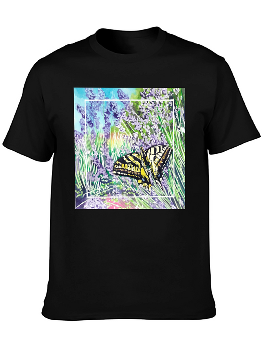 Butterfly & Lavender Graphic Tee - Nature Lovers Shirt