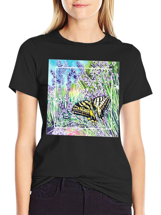Butterfly & Lavender Graphic Tee - Nature Lovers Shirt