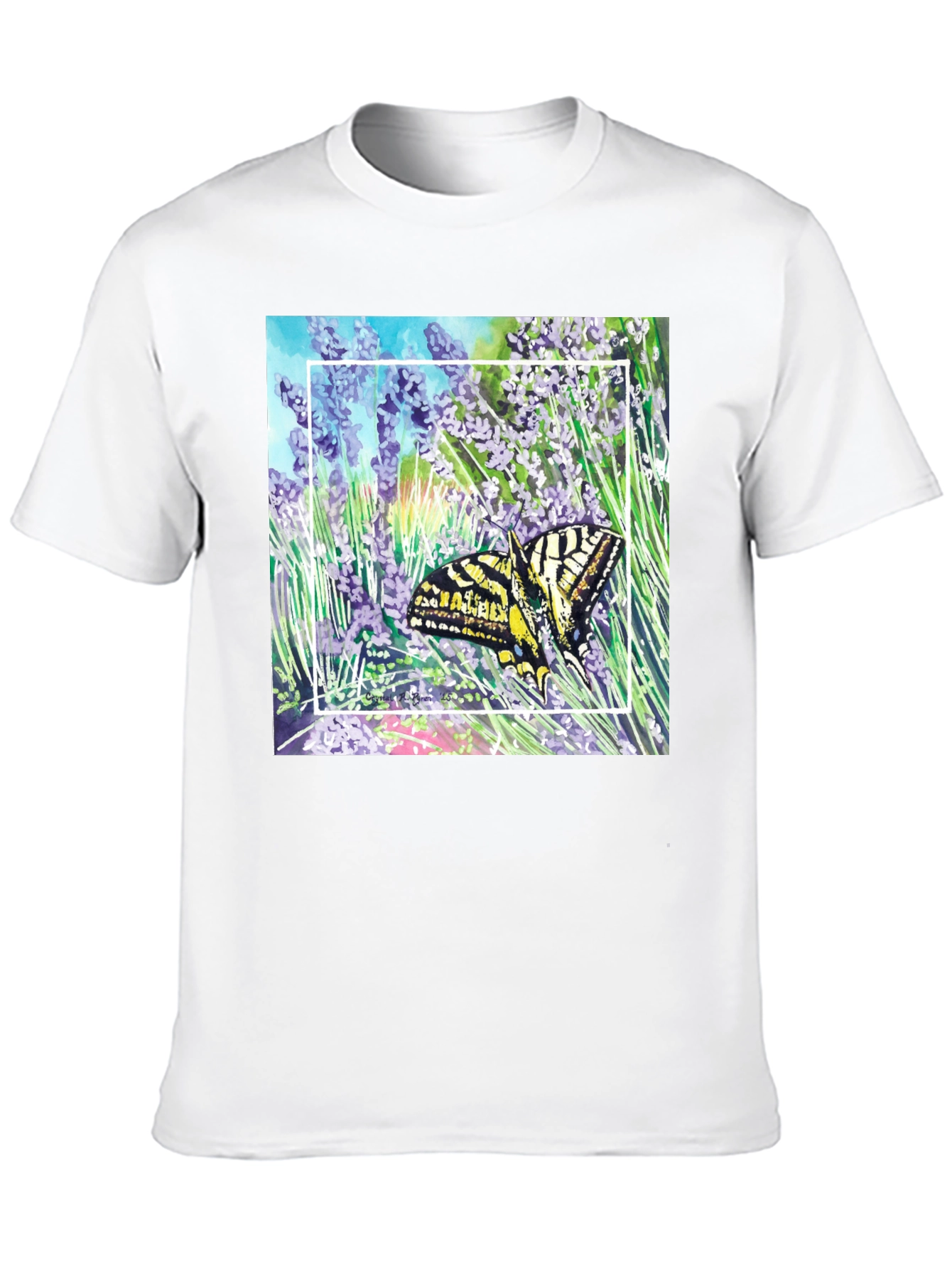 Butterfly & Lavender Graphic Tee - Nature Lovers Shirt