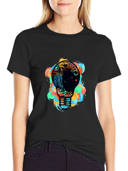 Cosmic Wave Bulb Graphic Black Tee
