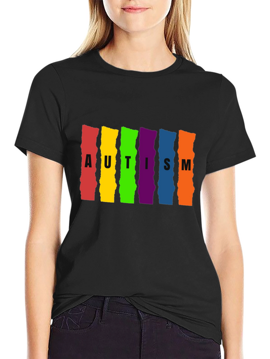 Autism Awareness Rainbow Striped T-Shirt