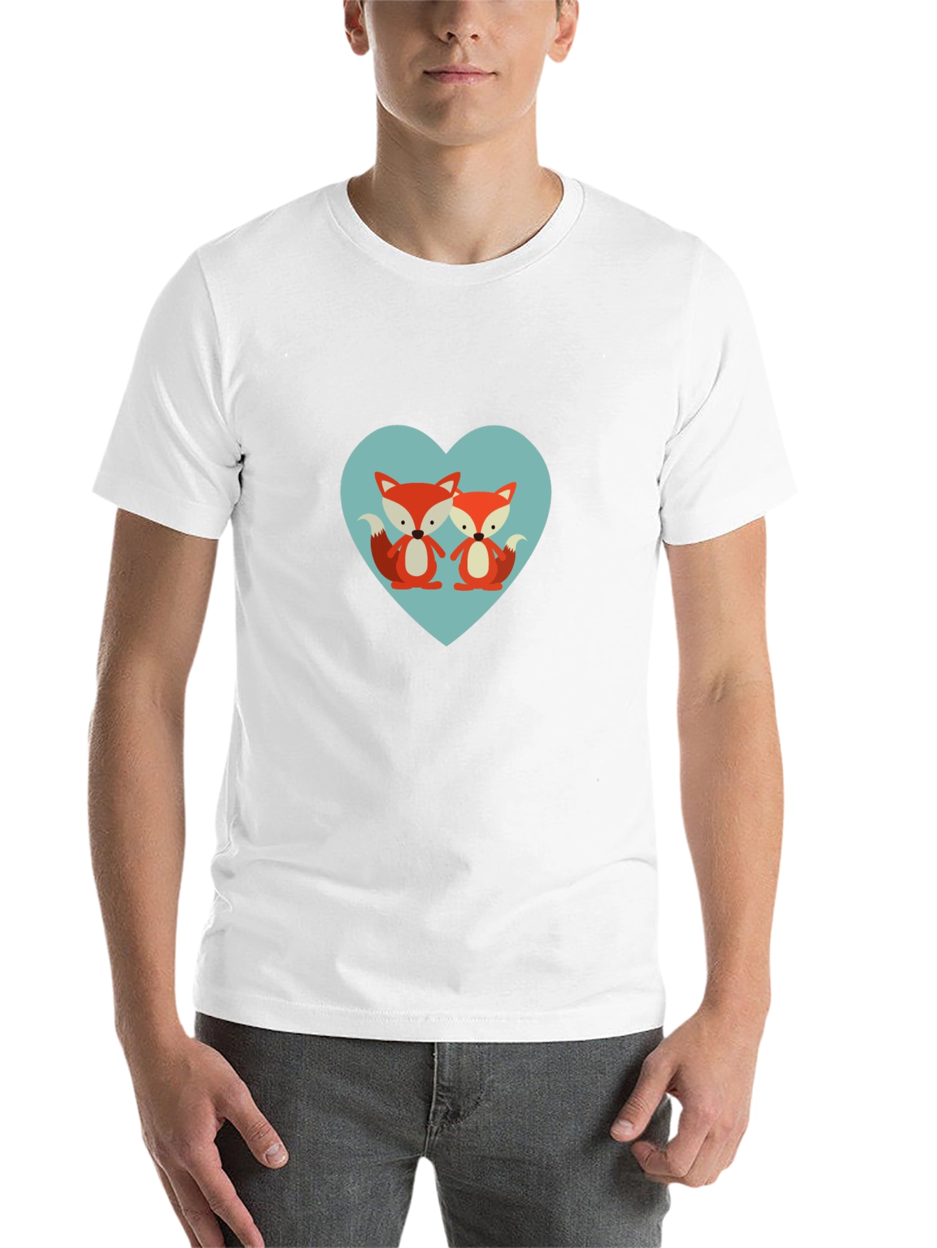 Cute Fox Heart Graphic T-Shirt