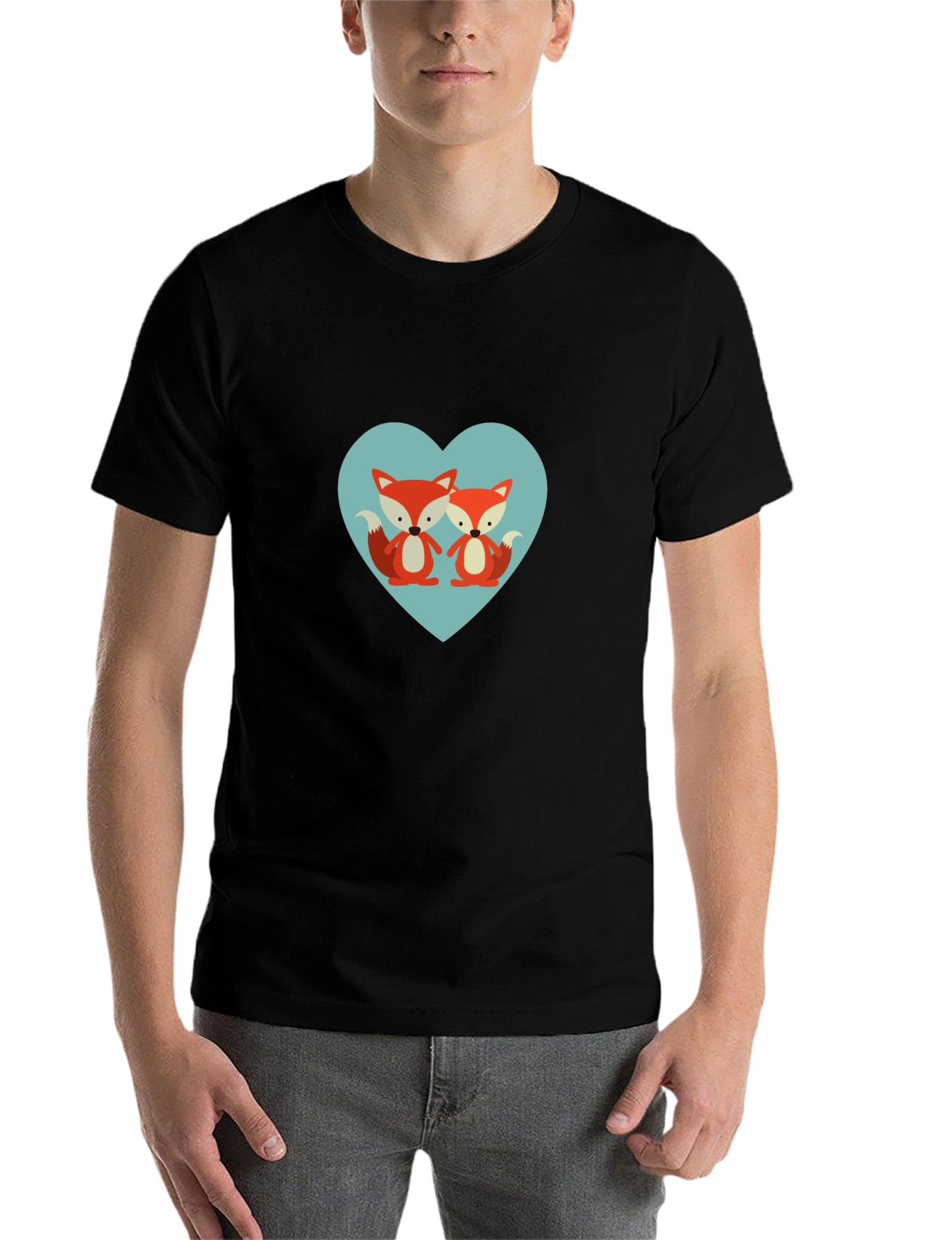 Cute Fox Heart Graphic T-Shirt