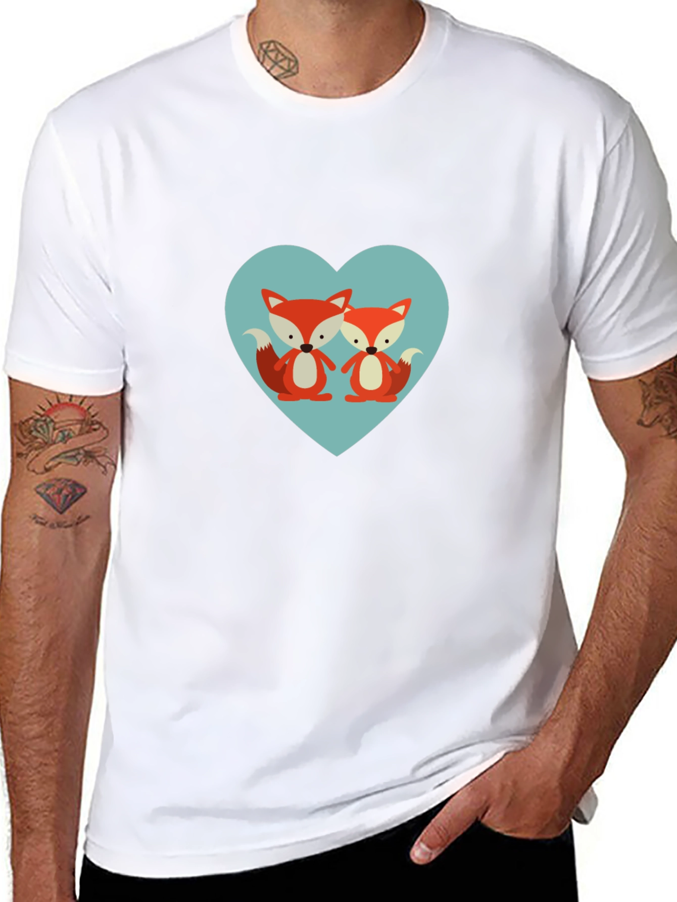 Cute Fox Heart Graphic T-Shirt