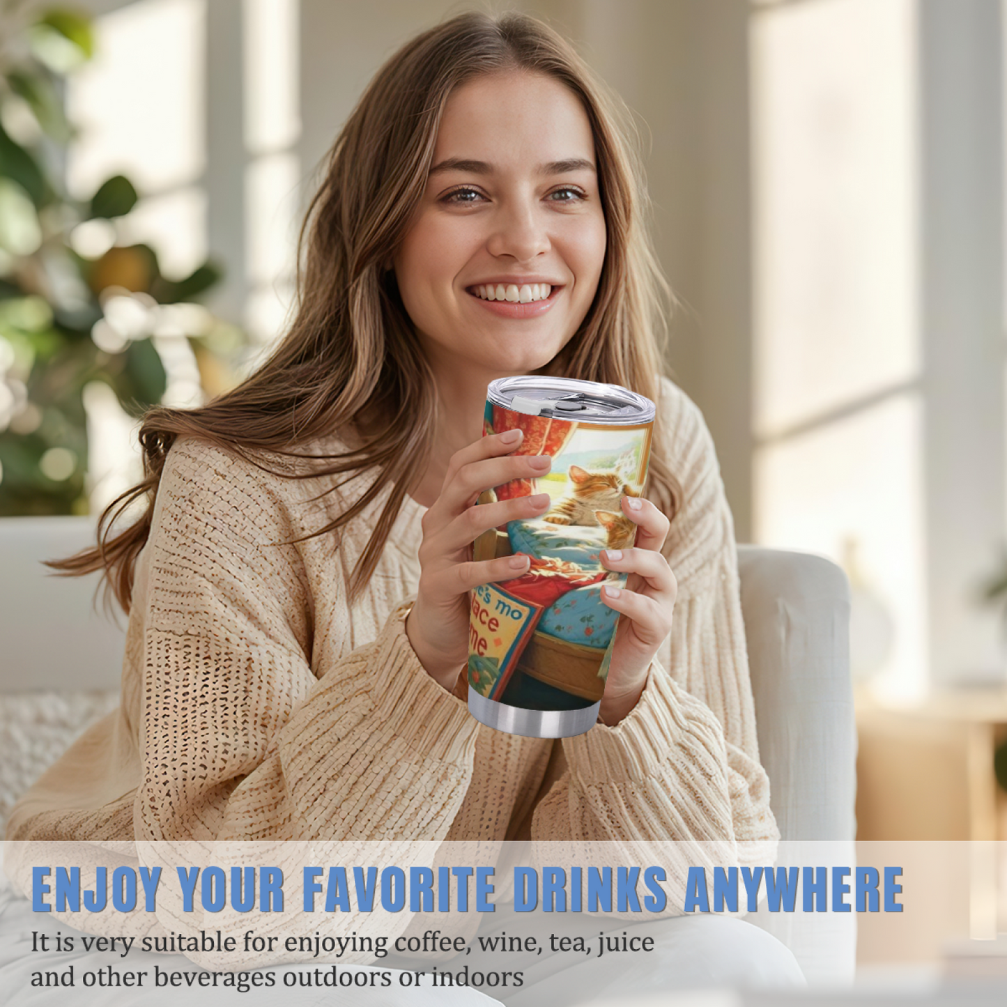 Whimsical Watercolor Sweet Elderly Grandma 20oz Travel Tumbler