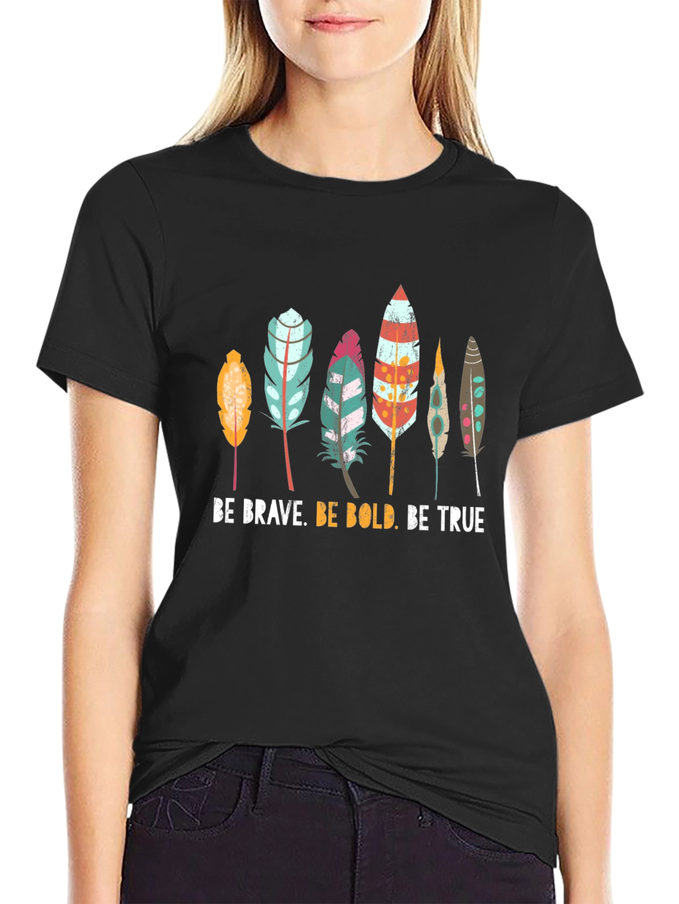 Be Brave Bold True Feather Graphic Tee
