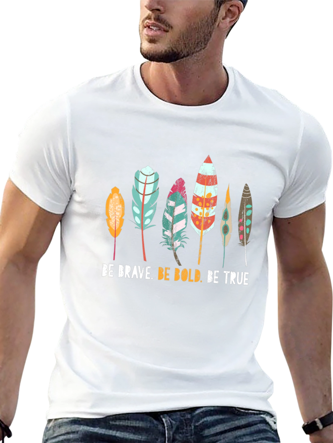 Be Brave Bold True Feather Graphic Tee