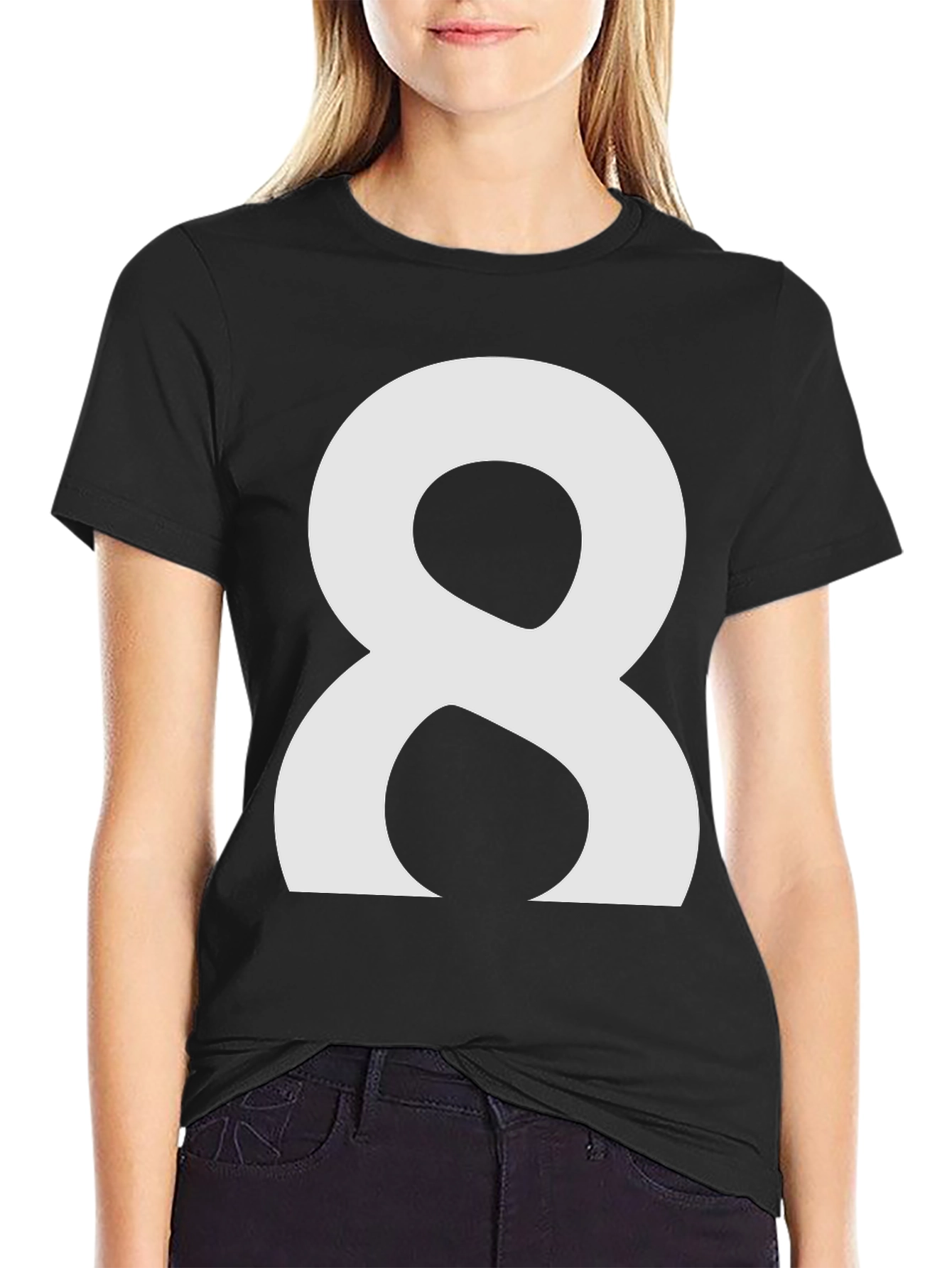 Number 8 Graphic Tee - Black Cotton Shirt