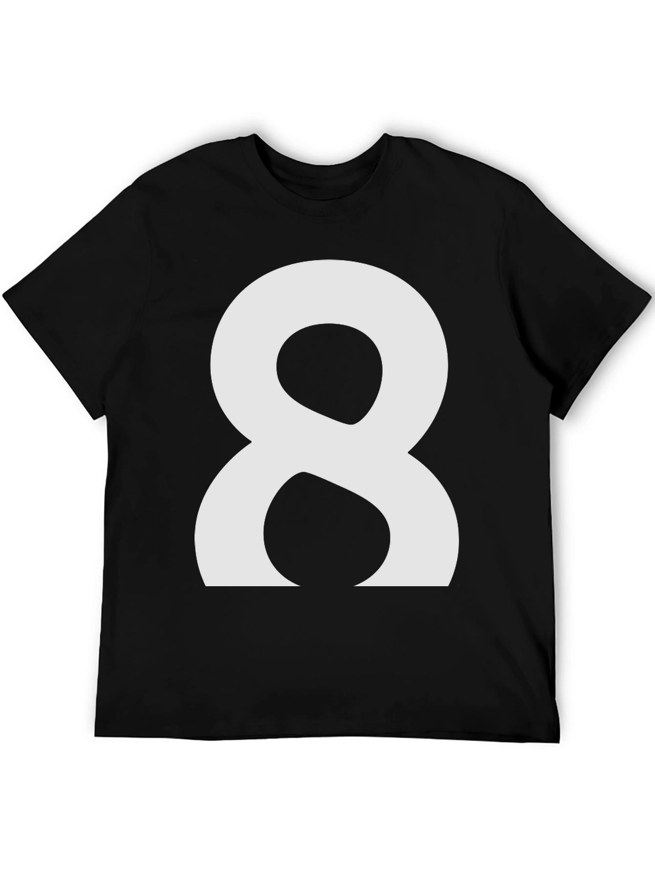 Number 8 Graphic Tee - Black Cotton Shirt