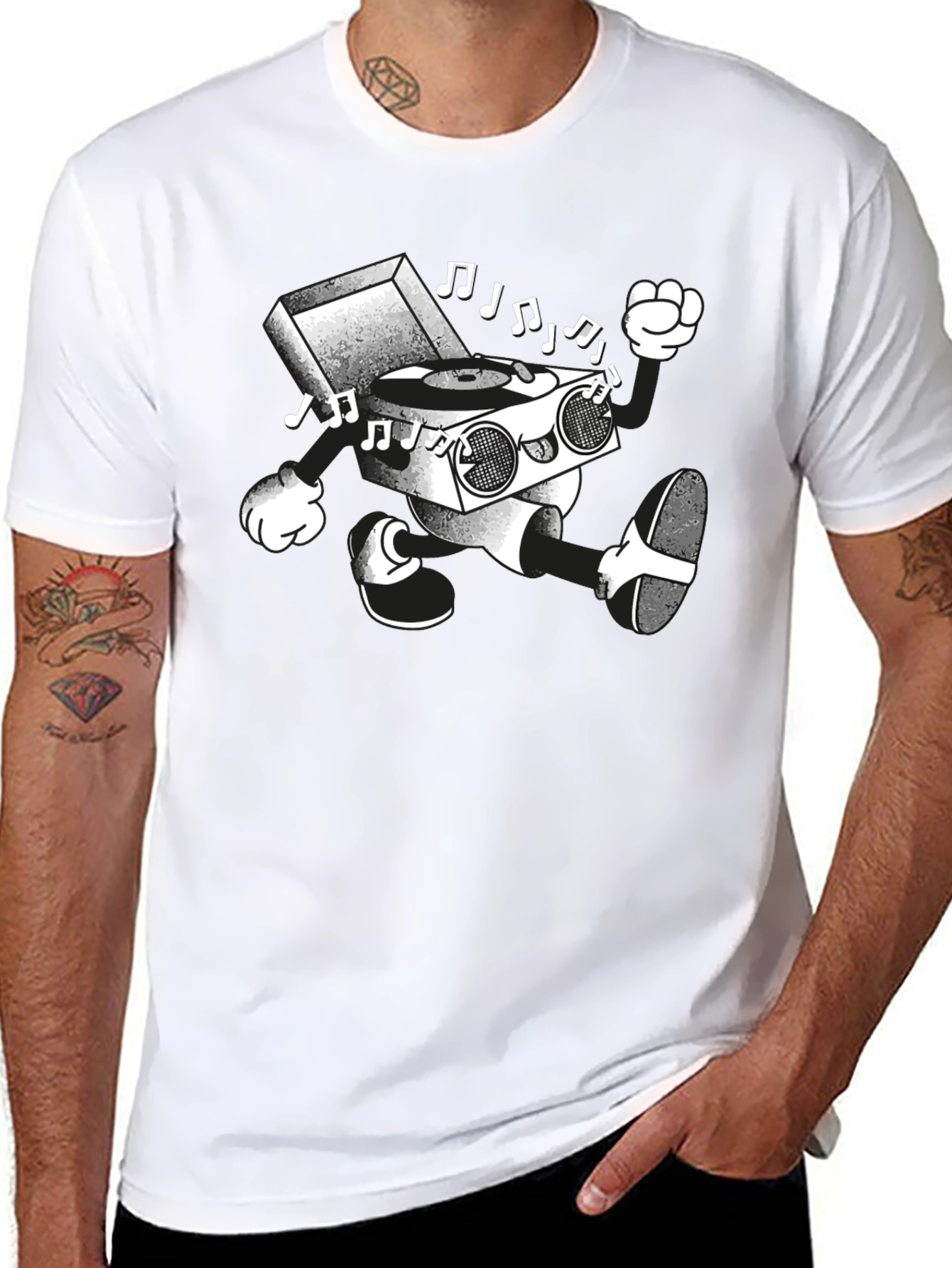Retro Record Player Cartoon T-Shirt