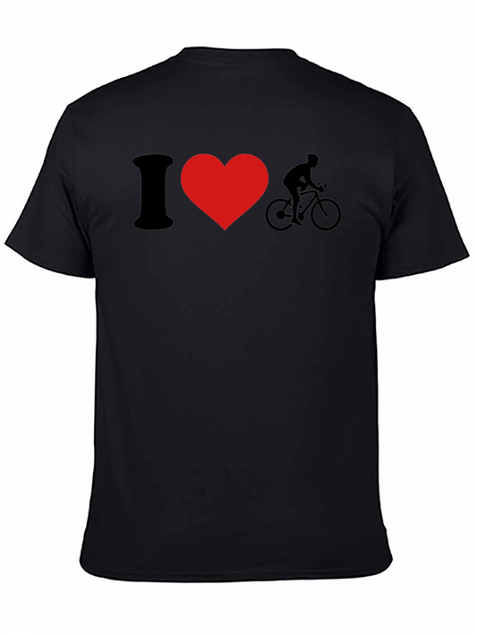 I Love Cycling T-Shirt - Black Crew Neck Graphic Tee