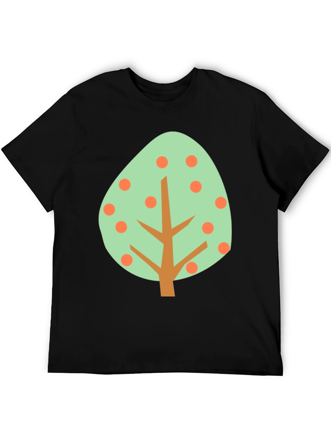 Cartoon Tree Graphic Tee - Black Cotton Shirt