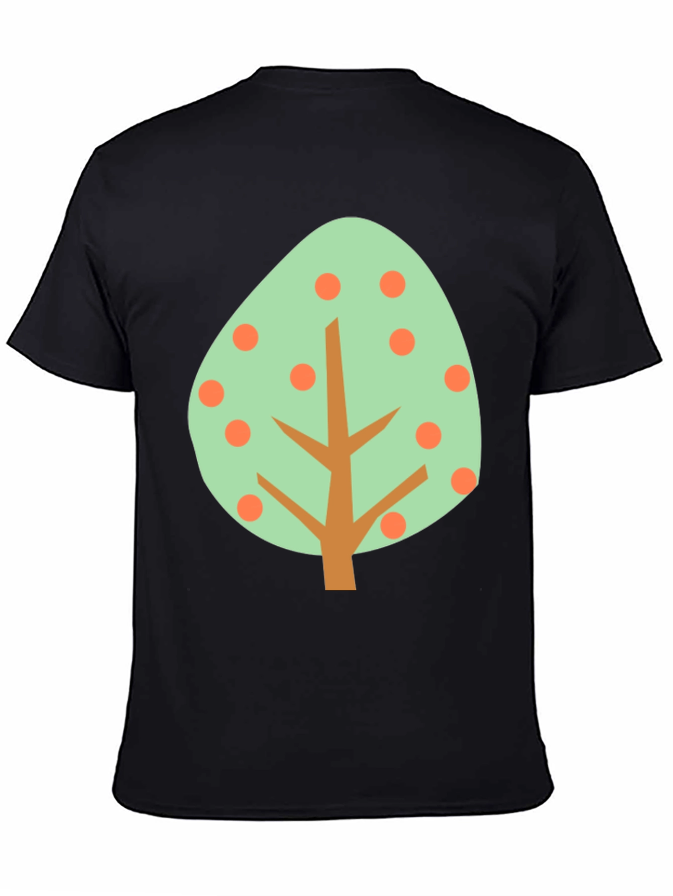 Cartoon Tree Graphic Tee - Black Cotton Shirt