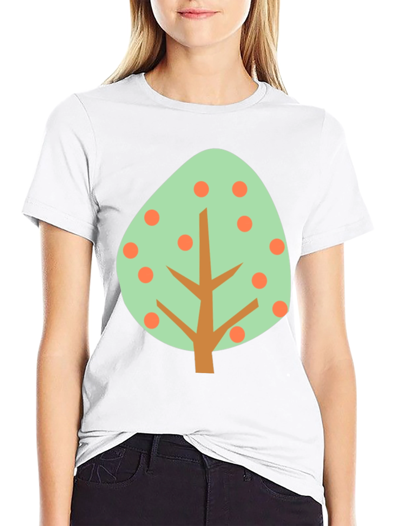 Cartoon Tree Graphic Tee - Black Cotton Shirt