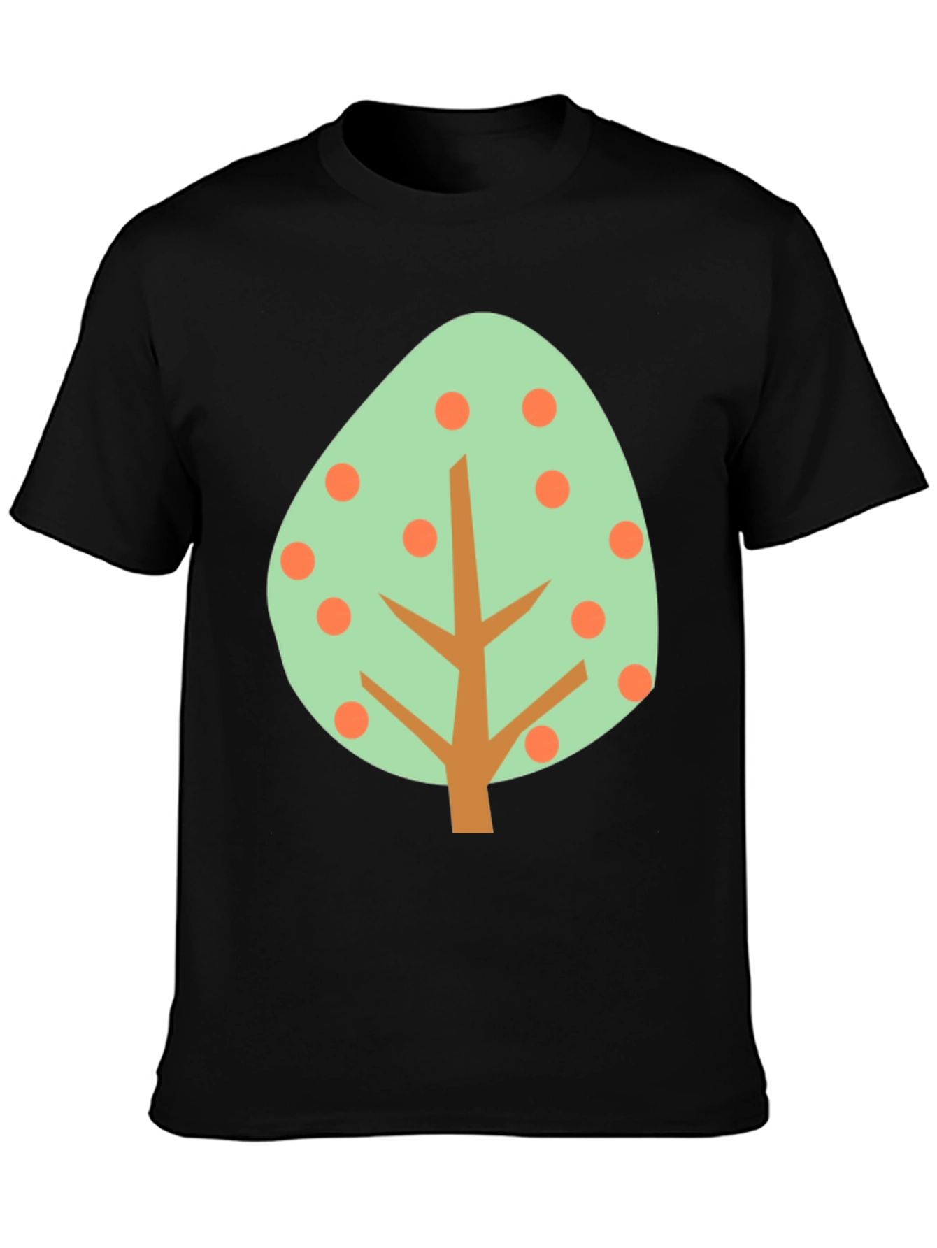 Cartoon Tree Graphic Tee - Black Cotton Shirt