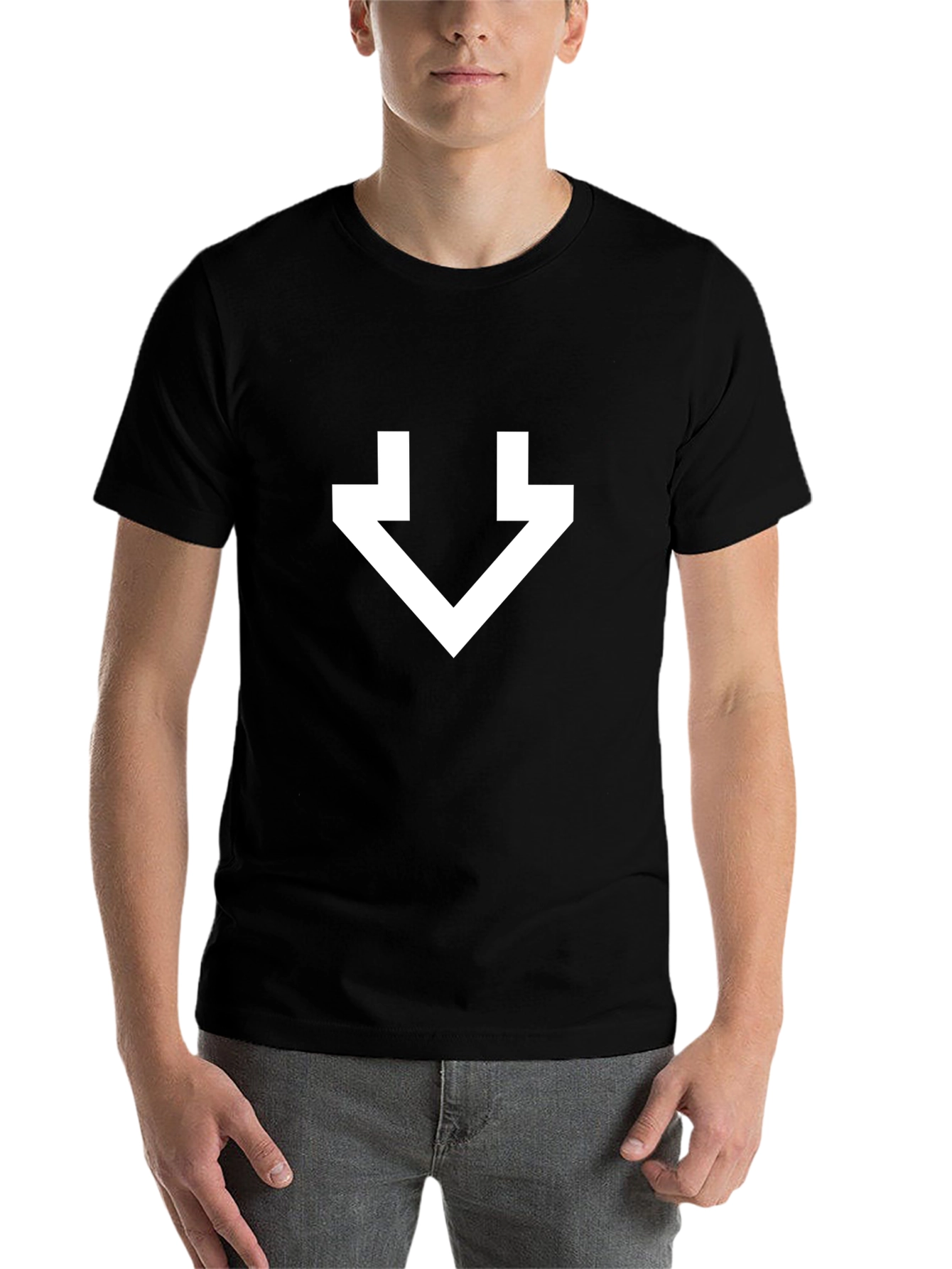 Minimalist White Arrow Graphic Black T-Shirt