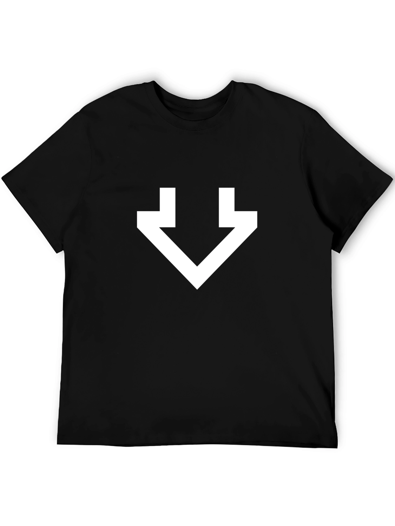 Minimalist White Arrow Graphic Black T-Shirt