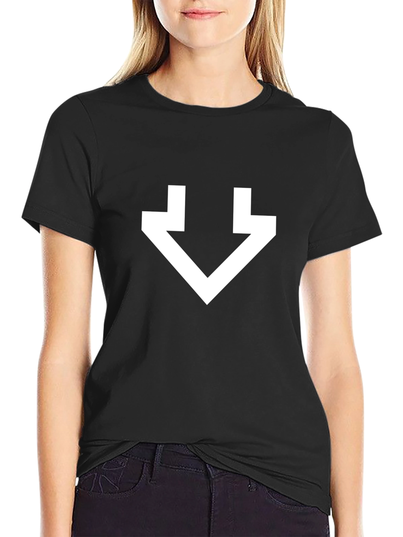 Minimalist White Arrow Graphic Black T-Shirt