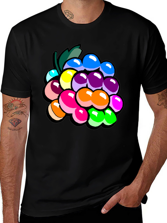 Colorful Grapes Graphic T-Shirt - Novelty Fruit Tee