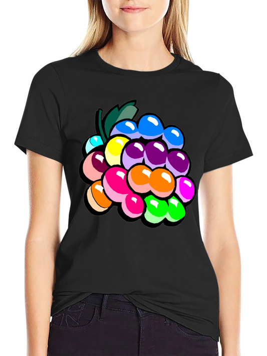 Colorful Grapes Graphic T-Shirt - Novelty Fruit Tee