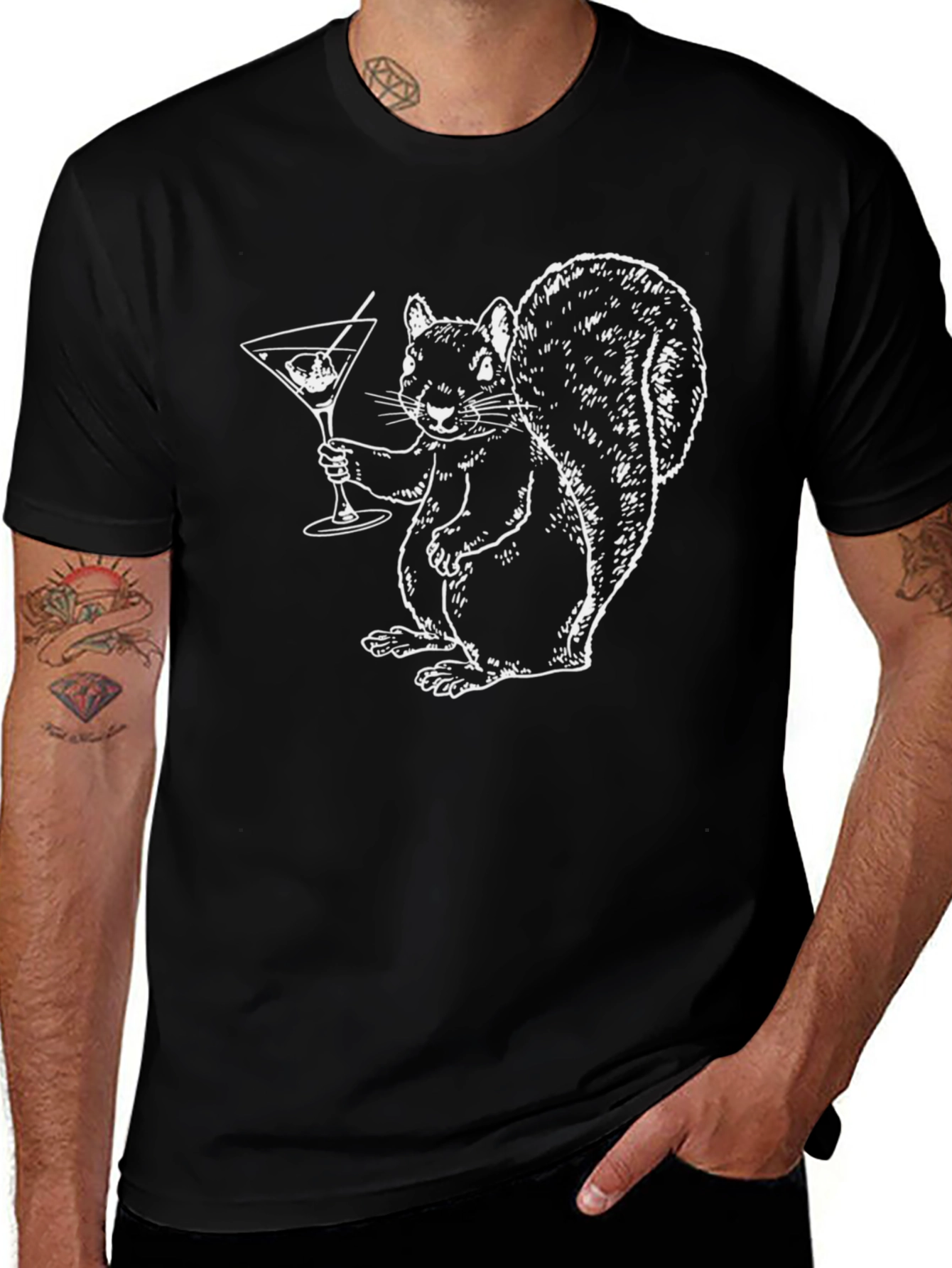 Squirrel Cocktail T-Shirt - Black