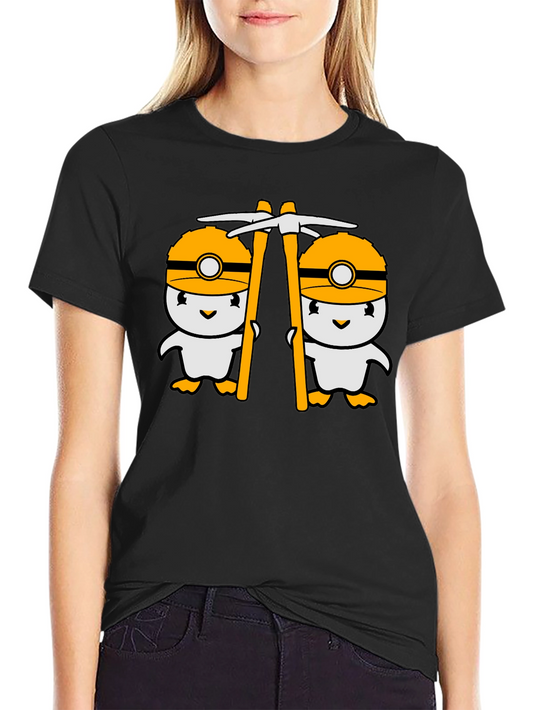 Cute Miner Duck T-Shirt - Black Cotton Tee
