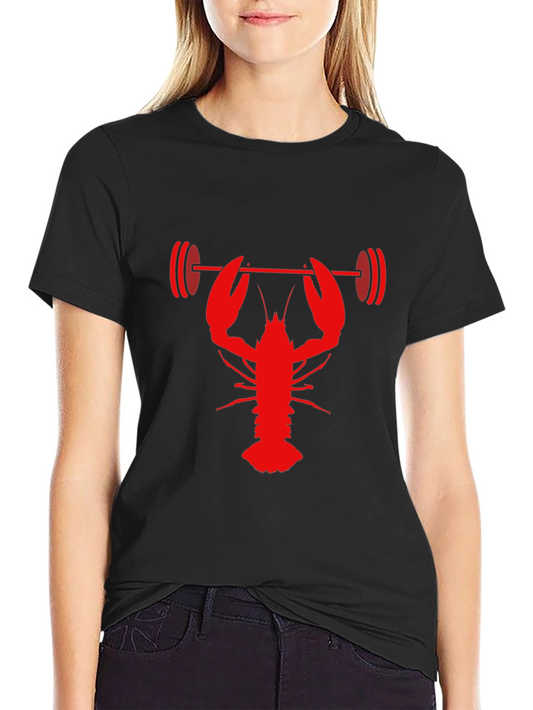Lobster Lifting Barbell Graphic T-Shirt