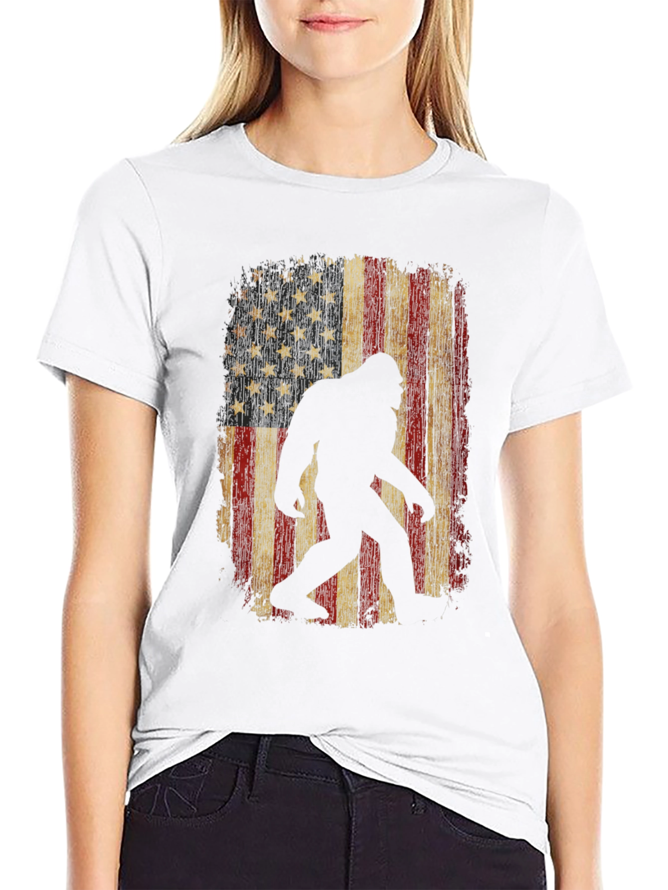 Bigfoot USA Flag T-Shirt - Distressed Graphic Tee