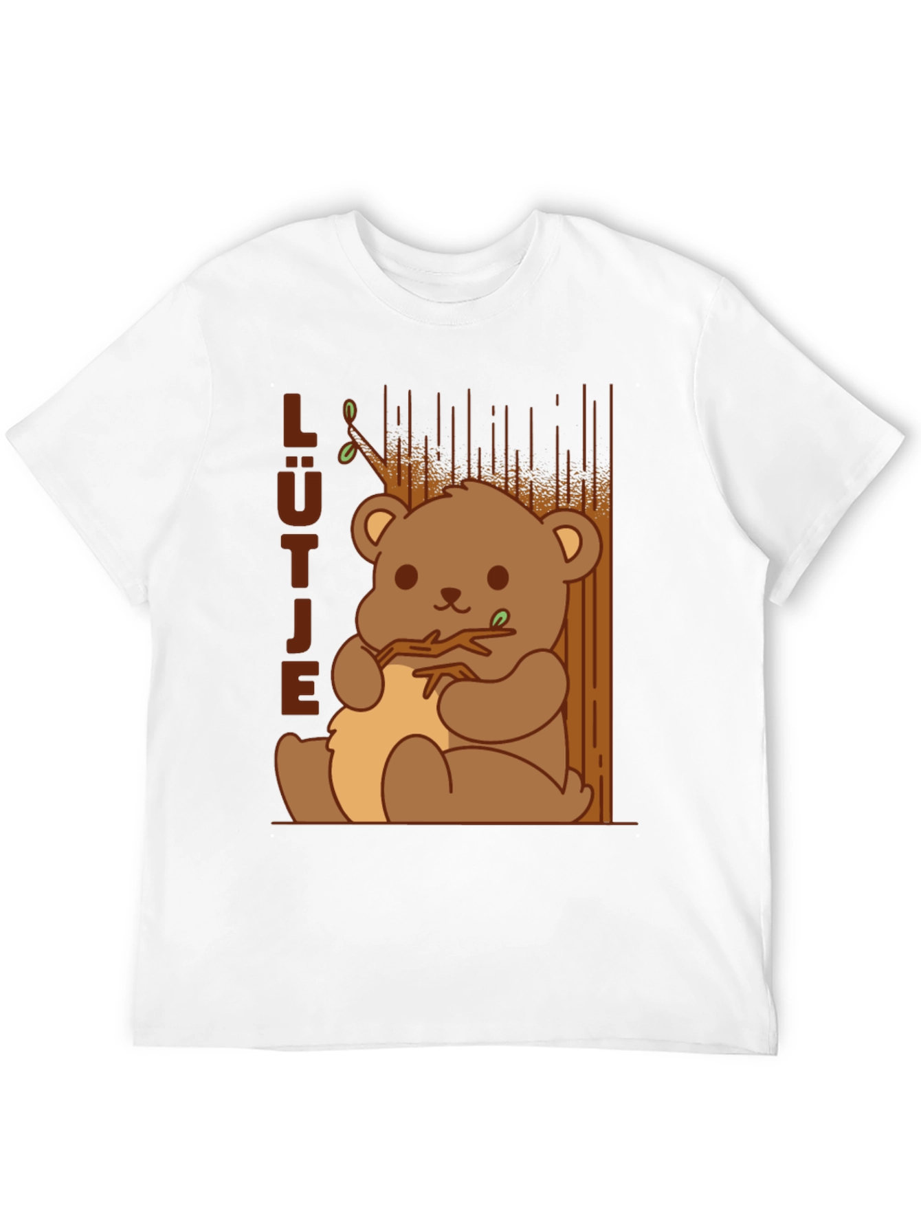 Cute Cartoon Bear Graphic Black T-Shirt