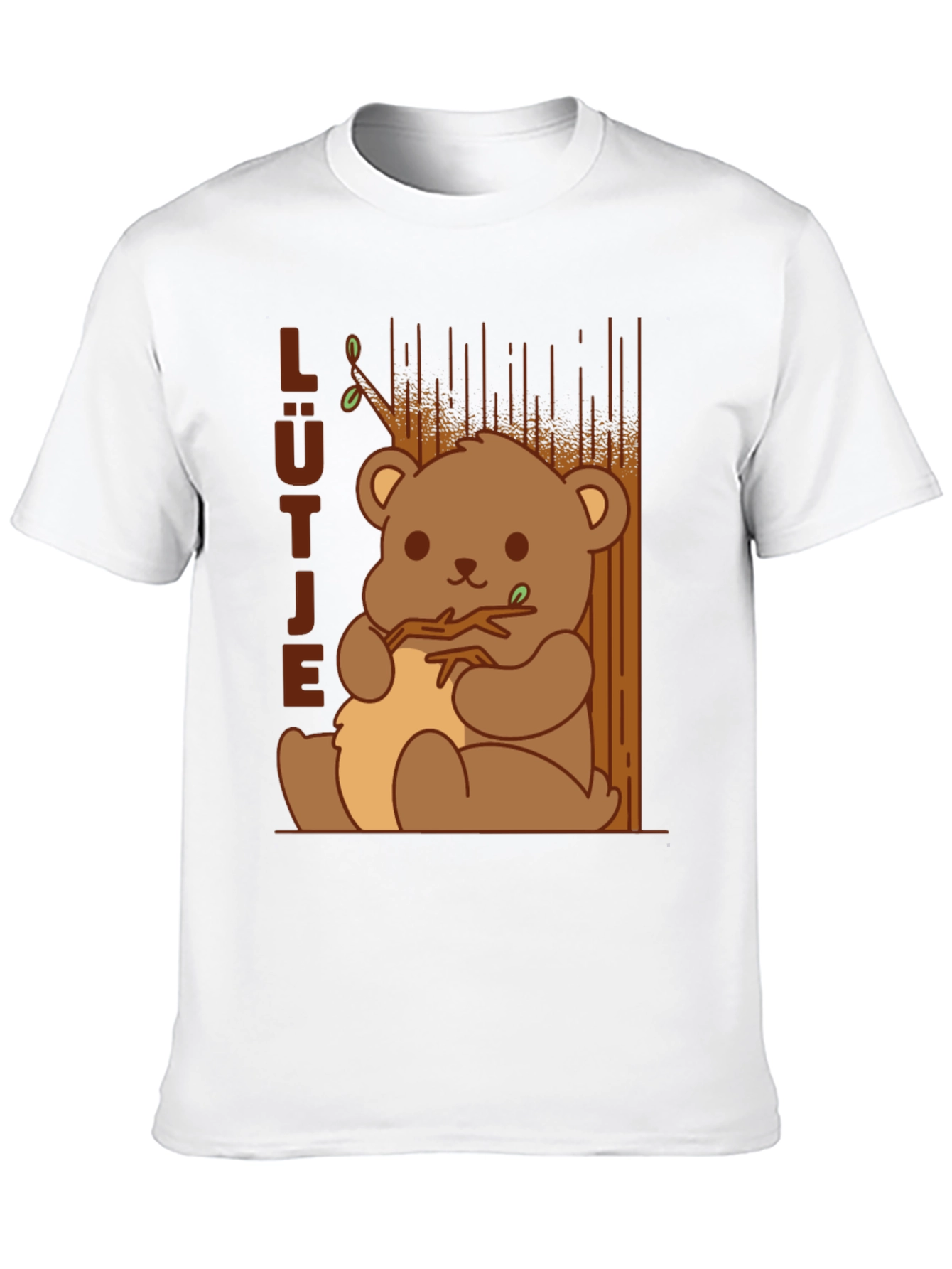 Cute Cartoon Bear Graphic Black T-Shirt