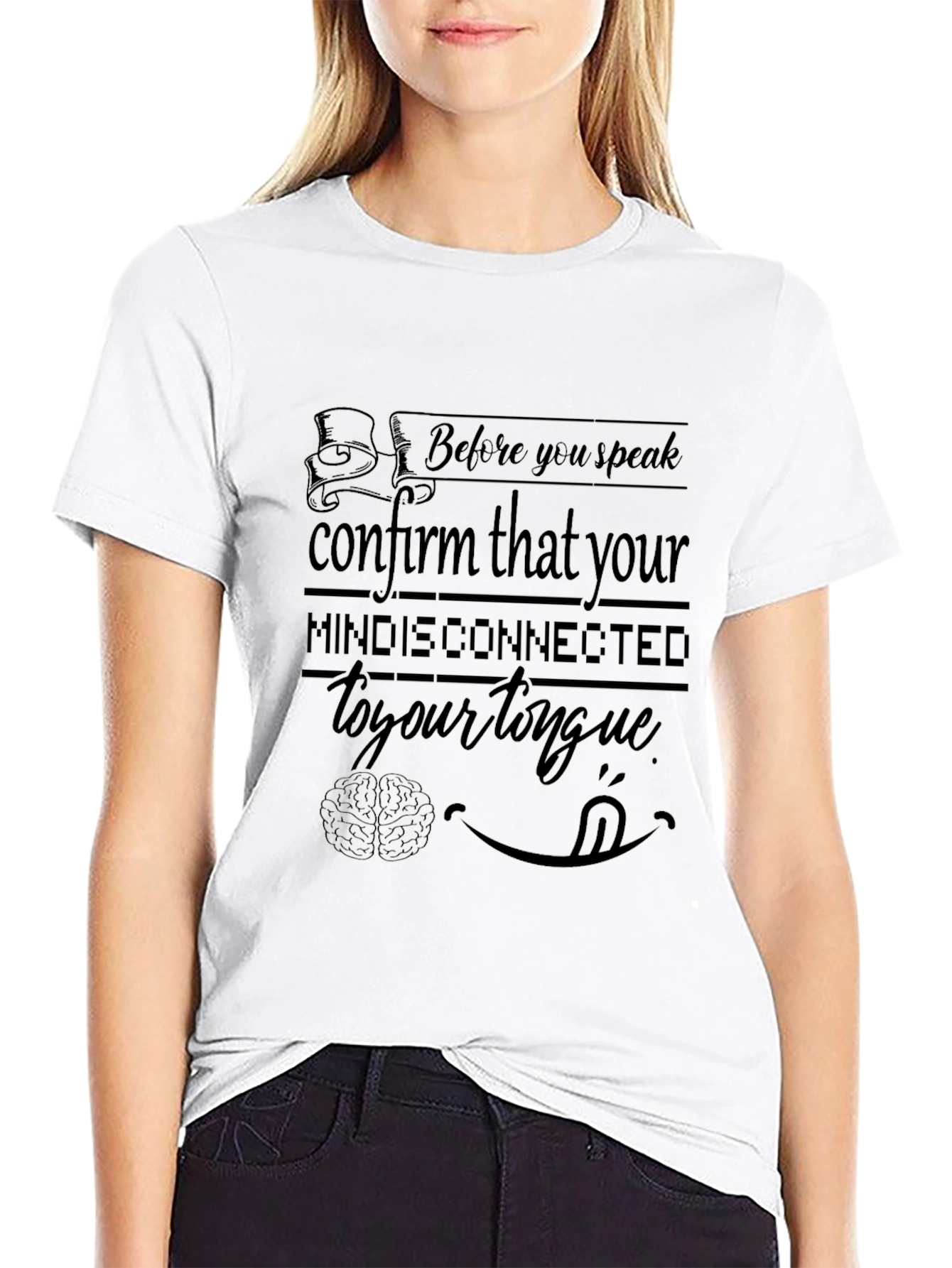 Mind Disconnected Tongue T-Shirt Funny Graphic Tee