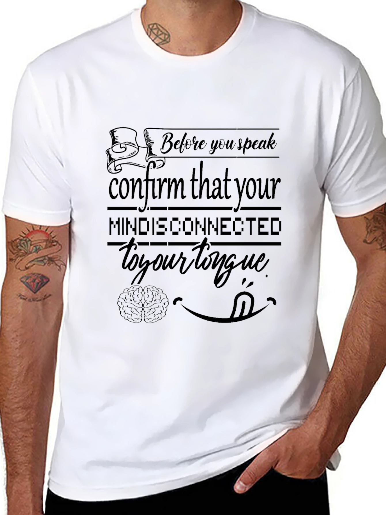 Mind Disconnected Tongue T-Shirt Funny Graphic Tee