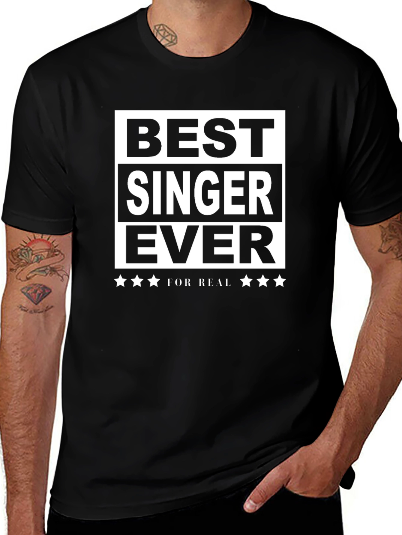 Best Singer Ever Graphic Tee - Black Cotton T-Shirt