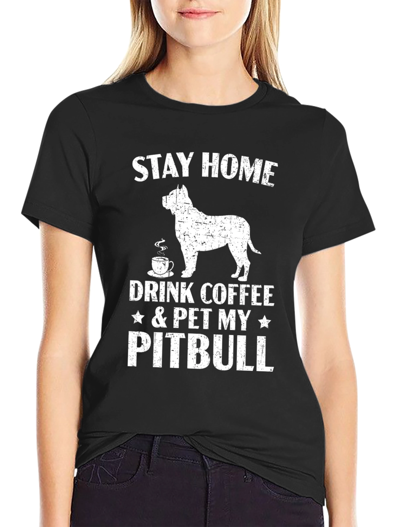 Stay Home Pitbull Coffee T-Shirt
