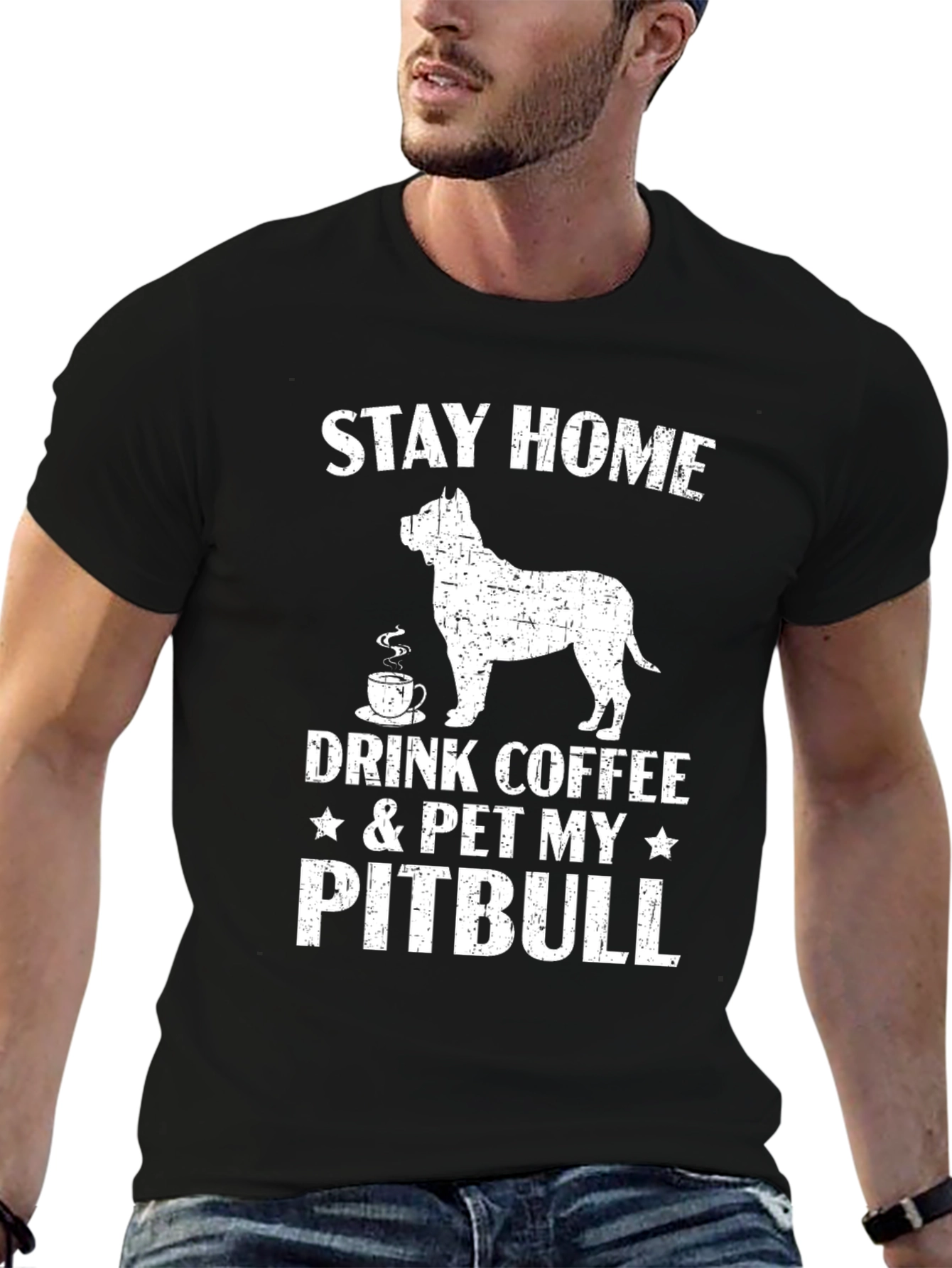 Stay Home Pitbull Coffee T-Shirt