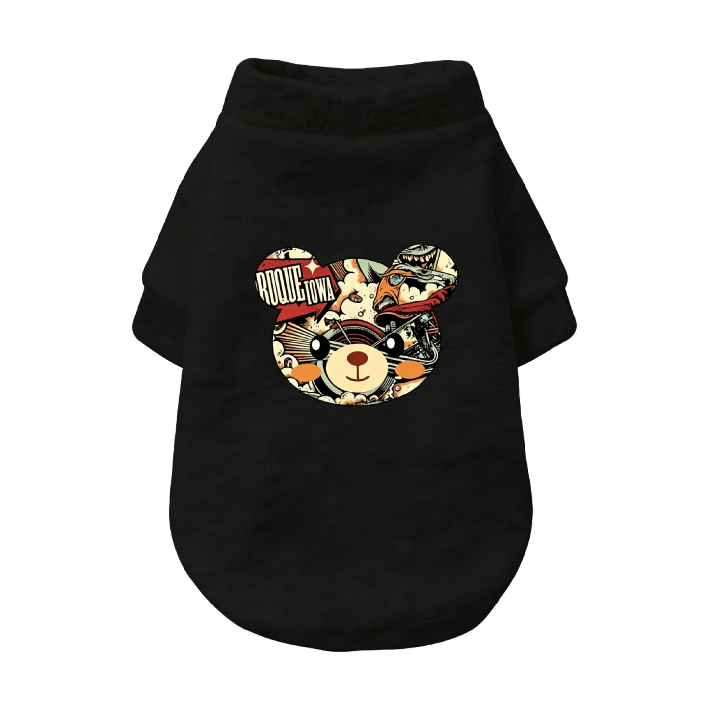 Retro Comic Bear Graphic Pet Pullover Sweater, Cool Street Style Dog Clothes