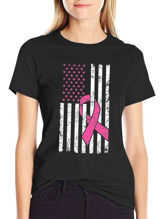 Distressed Flag Breast Cancer Awareness T-Shirt