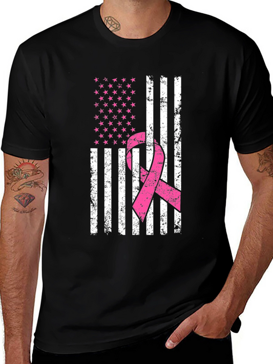 Distressed Flag Breast Cancer Awareness T-Shirt