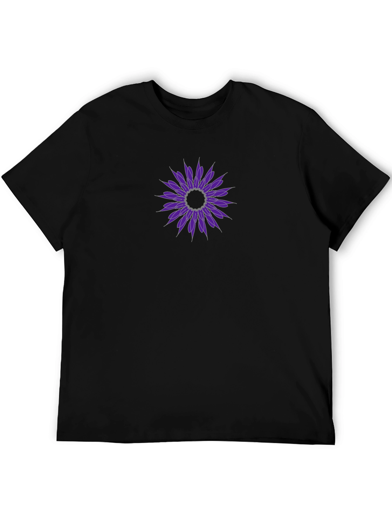 Black Tee with Purple Floral Design