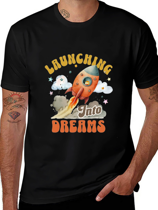 Launching Into Dreams Black Graphic T-Shirt