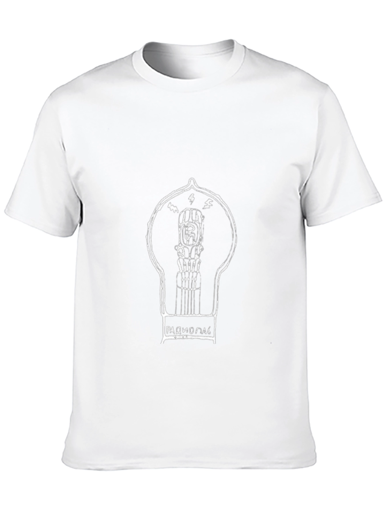 Retro Radio Lamp Graphic Tee - Black Cotton T-Shirt