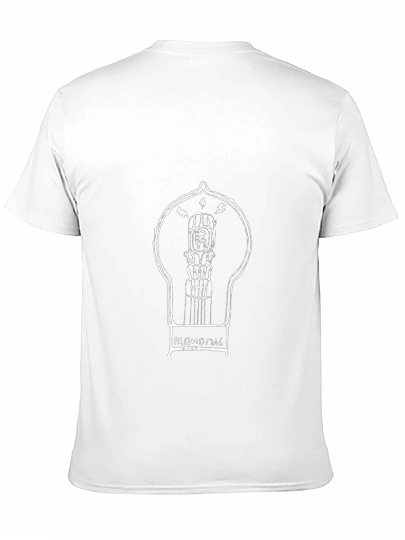 Retro Radio Lamp Graphic Tee - Black Cotton T-Shirt