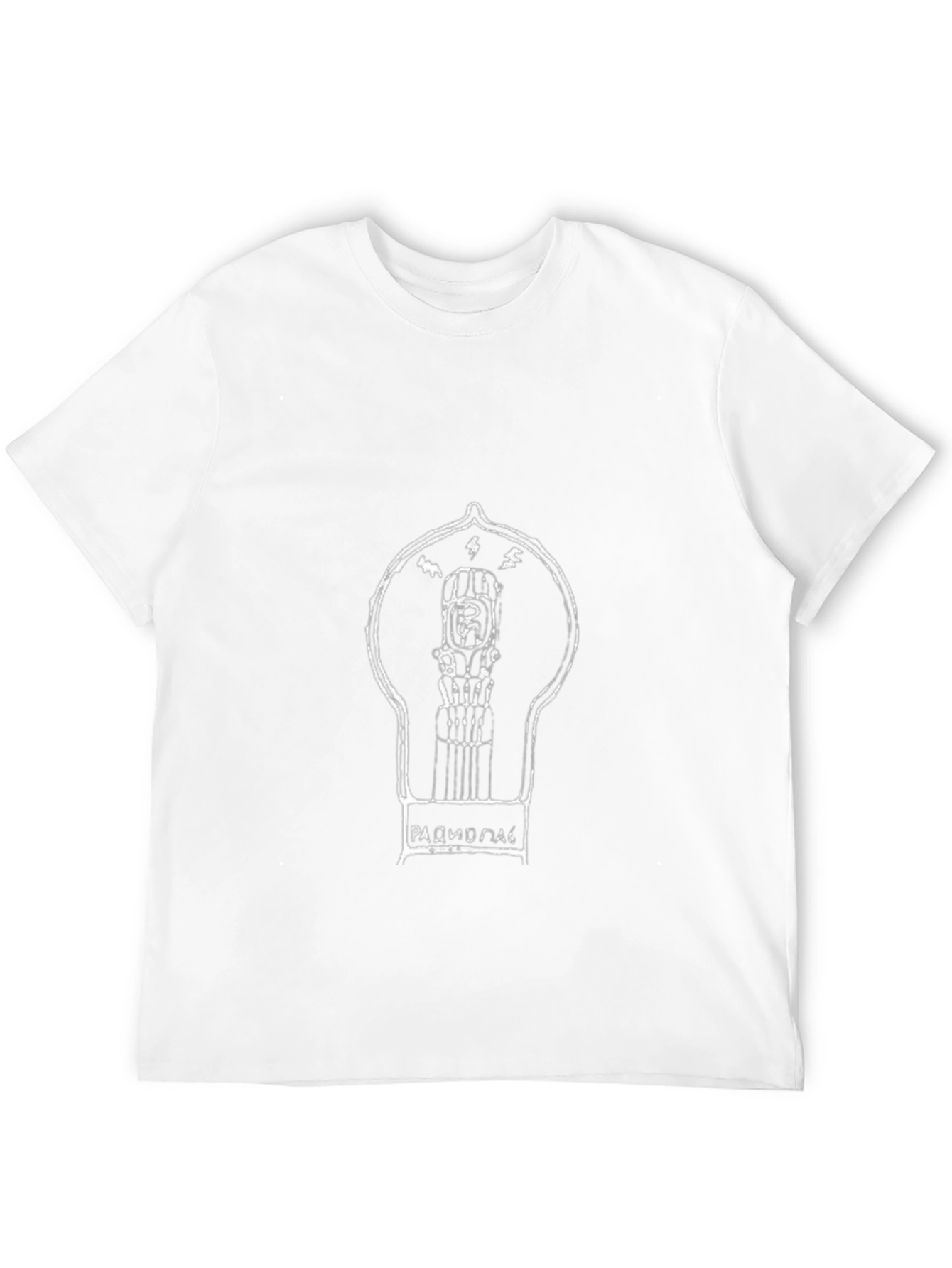 Retro Radio Lamp Graphic Tee - Black Cotton T-Shirt