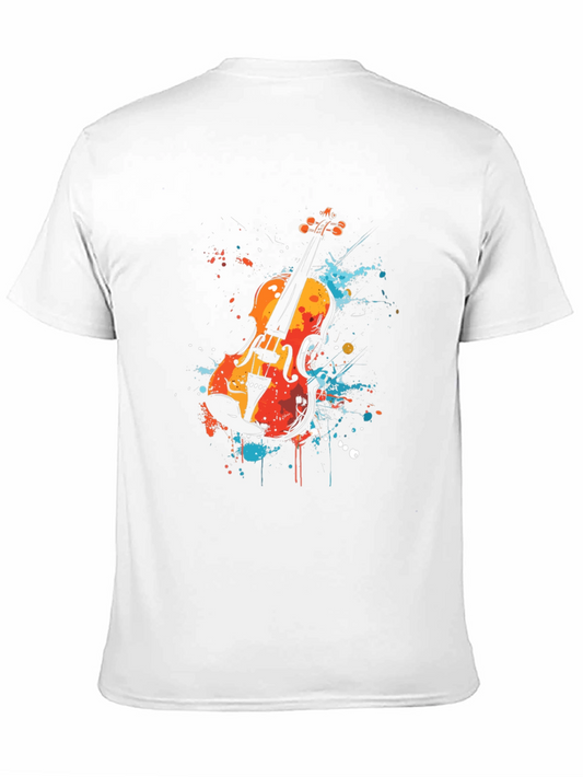 Abstract Violin Graphic Tee - Stylish Musician T-Shirt