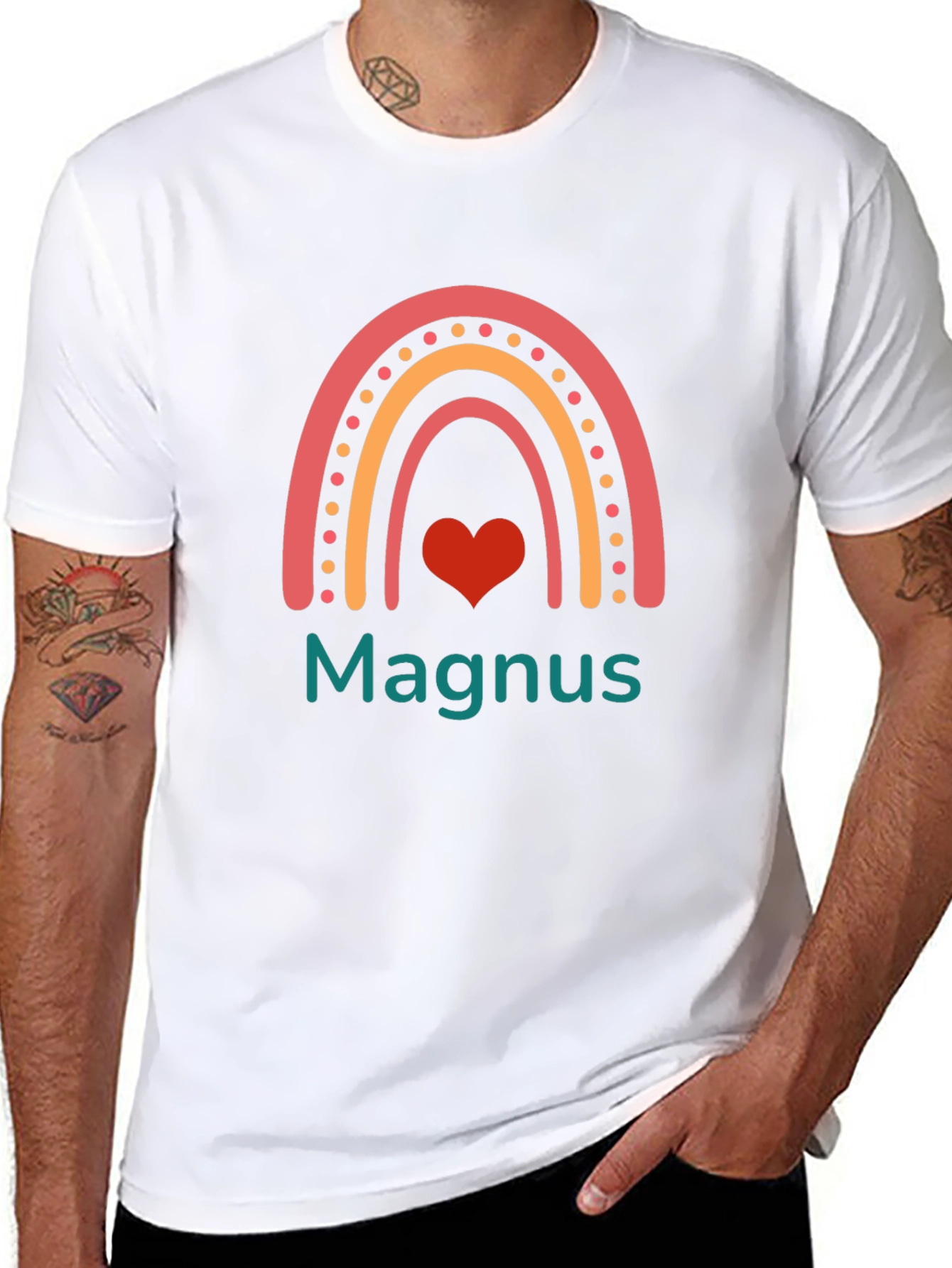 Personalized Rainbow Heart T-Shirt - Magnus