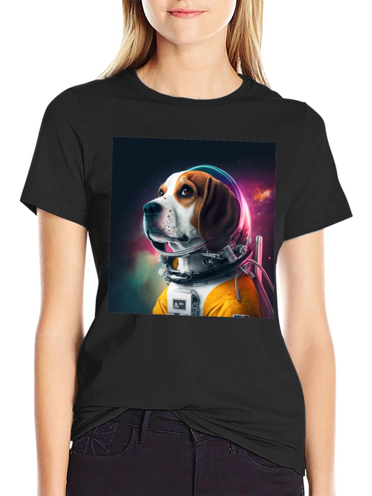 Astronaut Dog Graphic Tee - Cool Space Beagle Shirt